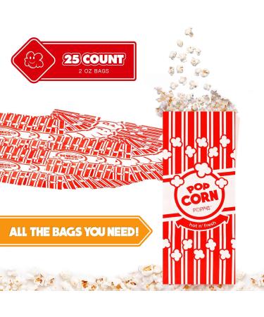 Grehge opcorn Bags - 25 2oz Concession-Grade Bags Popcorn Machine Accessories for Popcorn Bars Movie Nights Concessions 25 Pack - Buy Online on GoSupps.com