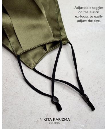 KARIZMA Beverly Hills Silk Face Mask - Olive Designer Fashion Mask for Women | Washable & Reusable 19 Momme Mulberry Silk - Luxury Facemask - Buy Online on GoSupps.com
