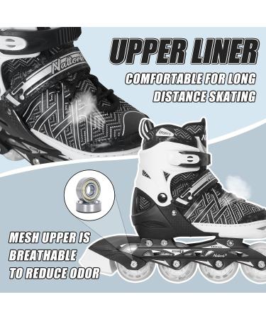 MammyGol Adjustable Inline Skates for Kids with Illuminating Wheels - Beginner Roller Blades for Youth - Black, Large (5-8 US) - Buy Online on GoSupps.com