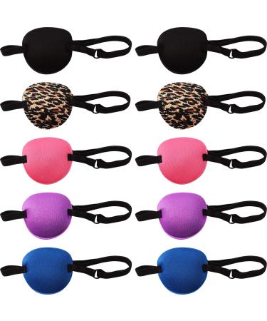 10 Pieces Eye Patch Single Eye Mask Various Elastic Eye Patch Adjustable Eye Patch Lazy Eye Patches with Buckle for Adult and Kid  5 Colors