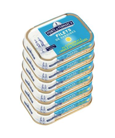 Sardine fillets with lemon and sunflower oil Pointe de Penmarc'h pack of 6 cans of 100 g - Delivery in 2 to 3 working days from Brittany