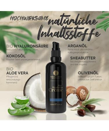 Organic Hyaluron Cream Face 100ml - Vegan Anti-Aging Moisturizer with Argan Oil Aloe Vera & Coconut Oil - Natural Cosmetics Made in Germany - Buy Online on GoSupps.com