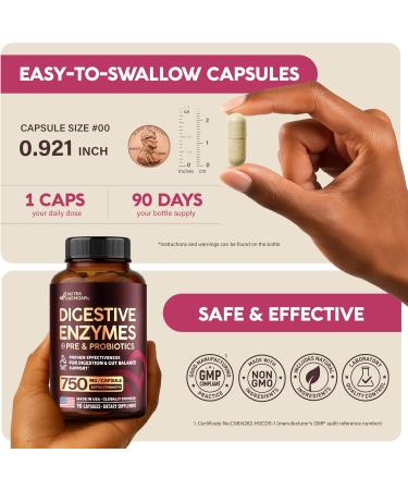 Digestive Enzymes for Women - Multi Digestive Enzymes | Papaya | Bromelain | Probiotic & Prebiotics - Gut & Digestion Support Bloating Relief - Vegan Lab Tested - Made in USA - 90 Capsules One/Day - Buy Online on GoSupps.com