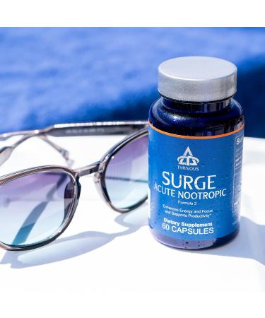 Thrivous Surge - Jitter-Free Caffeine Pills with L-Theanine & Ginseng | 100mg Caffeine 200mg L-Theanine | Natural Nootropic Supplement - 60 Capsules - Buy Online on GoSupps.com