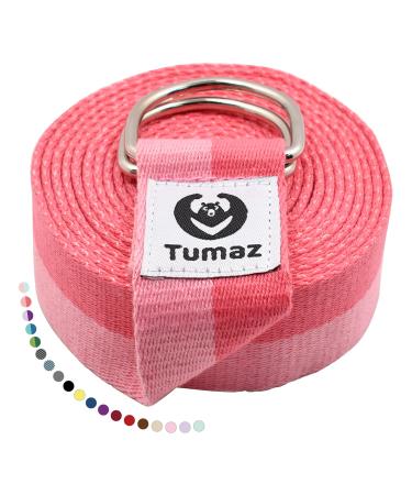 Tumaz Yoga Strap/Stretch Bands 15+ Colors, 6/8/10 Feet Options with Extra Safe Adjustable D-Ring Buckle, Durable and Comfy Delicate Texture - Best for Daily Stretching, Physical Therapy, Fitness 6 Feet 02. Pink Match