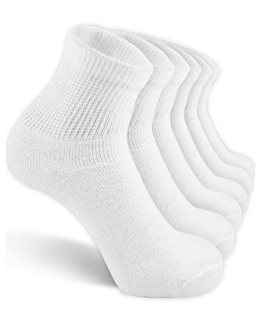 NevEND Diabetic Cotton Ankle Socks Health Circulatory Physicians Approved Mens Womens 13-15 6 Pairs White