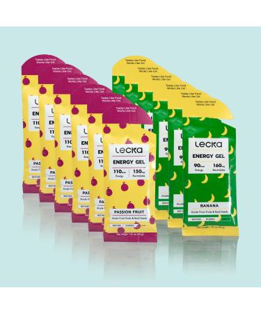 Lecka Energy Gel Mixed Flavours 12 Gel | for Endurance Exercise Made with Real Fruits and Basil Seeds Provides Natural Energy and Electrolytes