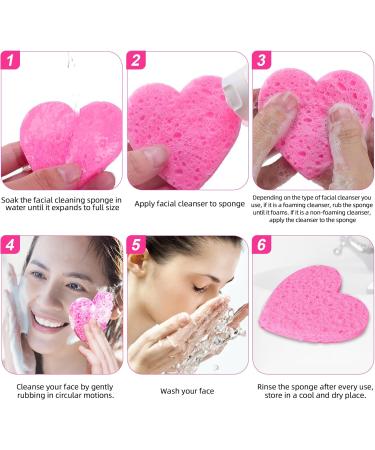 Buy 60-Count Pink Heart Shape Facial Sponges - 100% Natural Cosmetic Sponges for Cleansing & Exfoliating | International Shipping - Buy Online on GoSupps.com