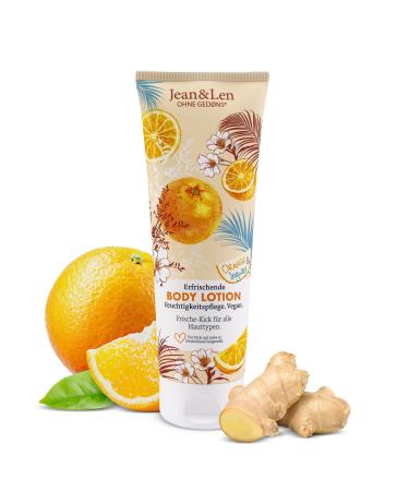 Jean & Len Orange & Ginger Body Lotion, Light Texture, Fast Absorption, for All Skin Types, pH Neutral Formula, Body Cream, Paraben and Silicone Free, Vegan, 250 ml