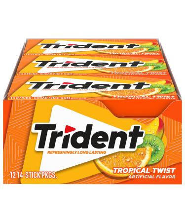 Trident Tropical Twist Sugar Free Chewing Gum with Xylitol 14 Sticks 39 g
