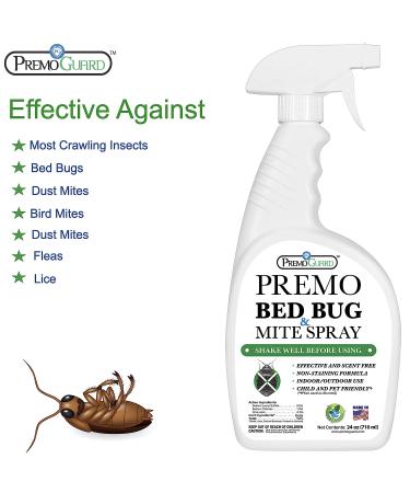 Premo Guard Bed Bug & Mite Killer Spray 24 oz - Fast Acting Treatment | Stain & Scent Free | Child & Pet Safe | Extended Protection | Natural & Non-Toxic Formula - Pack of 1 - Buy Online on GoSupps.com