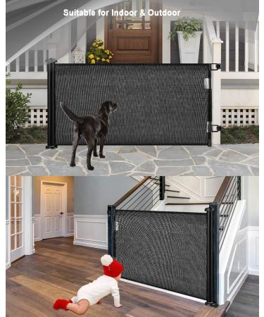Retractable Baby Gate Dog Gate - Wiscky Extra Wide Safety Gates 33" Tall  Extends to 59" Wide  Easy to Roll and Latch Dogs Gate for Doorways  Stairs  Hallways  Deck  Banisters Indoor/Outdoor (Black) 33x59 Inch Black - Buy Online on GoSupps.com