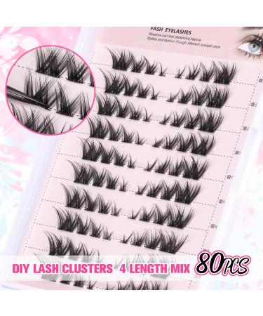 DIY Individual Lash Extension Kit - Fluffy Mink Fox Eye Lashes - Natural Look - 80pcs 10pairs - X-Cluster Lashes Kit 8-16MM - Buy Online on GoSupps.com