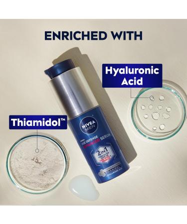 NIVEA MEN Age Defense Advanced Face Serum for Dark Spots with Thiamidol (TM) + Hyaluronic Acid Fast-Absorbing Face Serum for Men Helps Reduce Look of Dark Spots Fine Lines & Wrinkles 1 Fl Oz Bottle - Buy Online on GoSupps.com