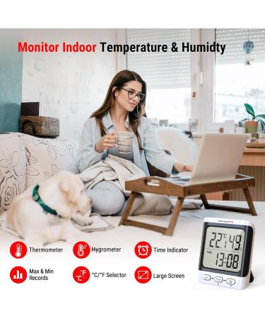 ThermoPro TP152 Thermometer & Hygrometer - Precise Room Temperature & Humidity Meter for Home Office & Greenhouse - Accurate to 0.5 | Black - Buy Online on GoSupps.com