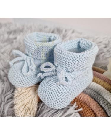 Royal Icon Baby Booties 0-3 Months | Knitted Bow Baby Boots for Newborn Boys and Girls | Warm & Safe Baby Slippers | White Blue Ri359 - Buy Online on GoSupps.com