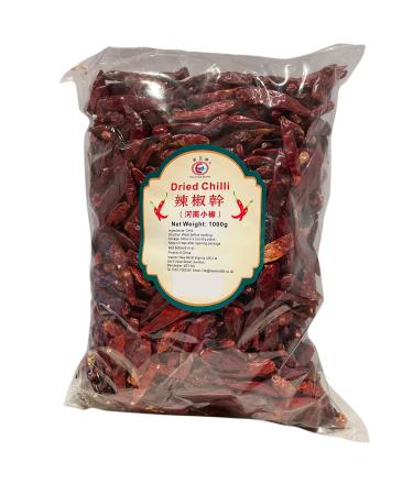 East Asia Brand Whole Stemless Dried Chillies 1kg Red chilli