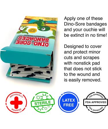 GAMAGO Dino-Sore Bandages - Set of 18 Individually Wrapped Self Adhesive Bandages - Buy Online on GoSupps.com