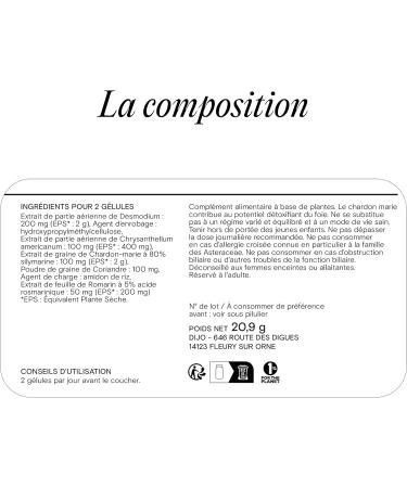 DIJO - Detox Liver - Draining and Eliminating Toxins - Milk Thistle Rosemary Desmodium and Chrysantellum Extract - 50 Gastro-Resistant Capsules - Vegan - Made in France - Buy Online on GoSupps.com