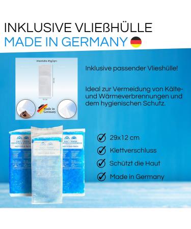 Premium Cooling Pads - 3x XXL Cold Warm Compress (29x12cm) | Gel Cooling Pillow for Pain Relief | Ideal for Kids & Adults - Blue - Buy Online on GoSupps.com