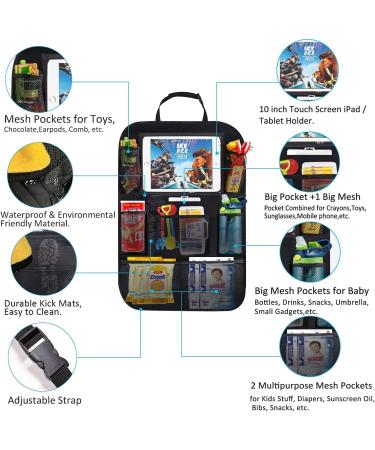 OKEECA Car Back Seat Organisers with 10 Protectors - Kid-Friendly Car Organizer with 8 Pockets - Kick Mat for Toys, Drinks, Snacks - Car Accessories for Kids & Toddlers - Buy Online on GoSupps.com