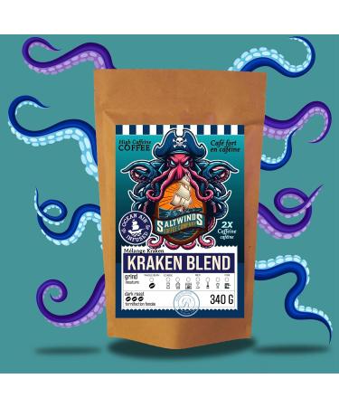 Kraken Blend - High Caffeine Whole Bean Coffee by Saltwinds Coffee Company (340g) | Dark Roast Coffee Beans 100% Arabica Coffee Bean | Delicious Extra Strong Coffee Freshly Roasted in the Maritimes 340 g (Pack of 1) Whole Bean - Buy Online on GoSupps.com