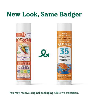 Badger Kids Natural Mineral Sunscreen Face Stick SPF 35 - Tangerine & Vanilla, 0.65 oz - Buy Online on GoSupps.com