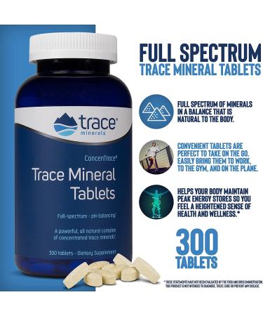 ConcenTrace Trace Mineral Tablets 300 Tab - pH Buffer, Magnesium, Ionic, Vegan, Gluten-Free - Hydration & Electrolytes - Buy Online on GoSupps.com