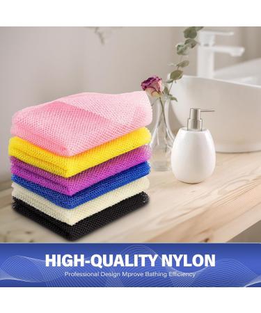 6-Piece African Net Sponge Set - Shower Exfoliation & Body Scrubs for Smooth Skin - Ideal for Daily Use (Yellow & White) - International Shipping Available - Buy Online on GoSupps.com