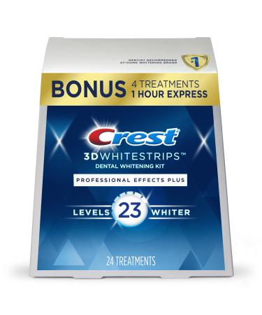 Crest 3DWhitestrips Professional Effects Plus 20 Treatments + 1 Hour Express 4 Treatments at-Home Teeth Whitening Kit, 23 Levels Whiter