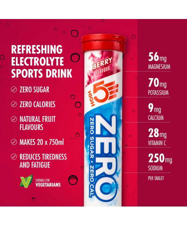 Buy HIGH5 ZERO Electrolyte Hydration Tablets with Vitamin C - Berry Flavor | 2 Tubes (40 Tablets) - International Shipping Available - Buy Online on GoSupps.com