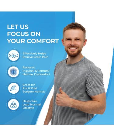 Adjustable Groin Hernia Belt for Men and Women - Pre/Post-Surgical Support - Inguinal Hernia Guard with 2 Removable Pads - Black (S/M) - Buy Online on GoSupps.com