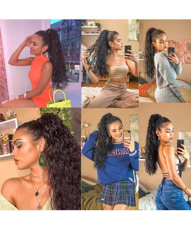22-Inch Heat-Resistant Black Wavy Ponytail Extension - Stamped Glorious Wrap Around Hairpiece for Women - Buy Online on GoSupps.com