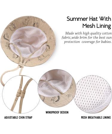 XIAOHAWANG Baby Boy Sun Hat | Dinosaur Bucket Hat for Infant Toddler | 1-2 Years, Khaki - Buy Online on GoSupps.com