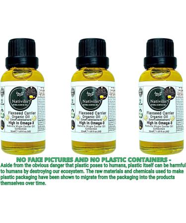 Nativilis Organic Flaxseed Carrier Oil (Linum usitatissimum) - linseed oil - Hair Face & Skin - Natural Cold Pressed - High in Omega-3 - Improves Skin Smoothness Moisturizes Dry Skin - Copaiba - Buy Online on GoSupps.com