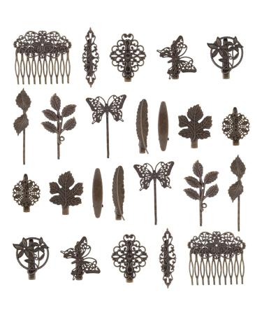 24 Pack Vintage Retro Boho Decorative Metal Hair Clips Barrettes Butterfly Flower Leaf Feather Duckbill Alligator Hairpins Bobby Pins Comb Wedding Bridal Accessories for Women - Buy Online on GoSupps.com