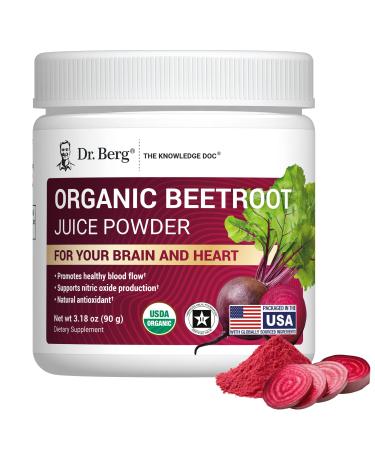 Dr. Berg Raw Organic Beet Powder from Real Earth-Grown Beets USDA Certified Organic Beet Root Powder to Support Nitric Oxide Levels Energy Blood Flow & Heart Health* 30 Servings
