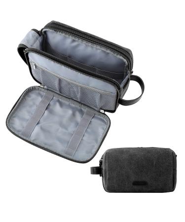 Toiletry Bag for Men BAGSMART Travel Toiletry Organizer Dopp Kit Water-Resistant Shaving Bag for Toiletries Accessories Black Canvas Black Canvas -Medium