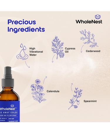 WholeNest Go Away Cold Refreshing Pillow Mist Sleep Spray | Aromatic Pillow & Room Sleep Spray to Breathe Easy | Essential Oil Blend with Fir Needle, Spearmint & Cedarwood for Nightime Comfort | 60 ml - Buy Online on GoSupps.com