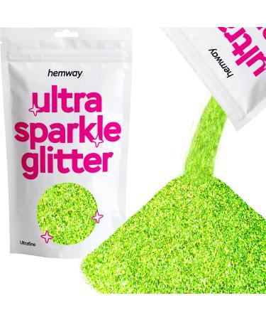 Hemway Sparkle Glitter Ultrafein/Extra Fine 1/128" Cosmetic Safe - Lindgr n Holographic Lime Green Holographic Ultrafine - 100g
