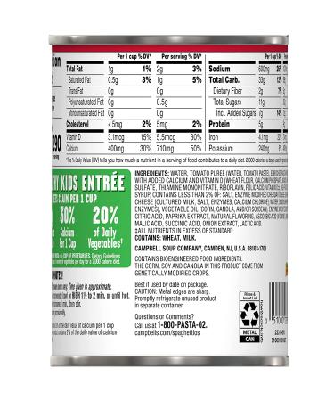 SpaghettiOs Original Canned Pasta Plus Calcium  15.8 OZ Can (Pack of 12) - Buy Online on GoSupps.com