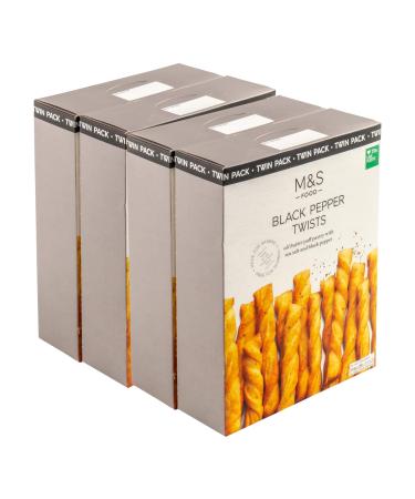 M&S Marks & Spencer Black Pepper Twists All Butter Puff Pastry with Sea Salt Made in France 500g (4 x 125g)