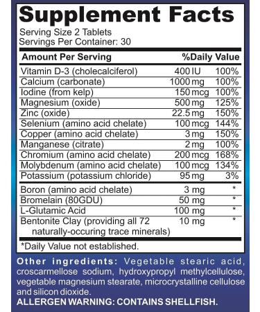 MINERALIZE-ME Multimineral Supplement | 72 Trace Minerals | Iron-Free | High Potency Formula | Natural Multiminerals | 60 Tablets - Buy Online on GoSupps.com