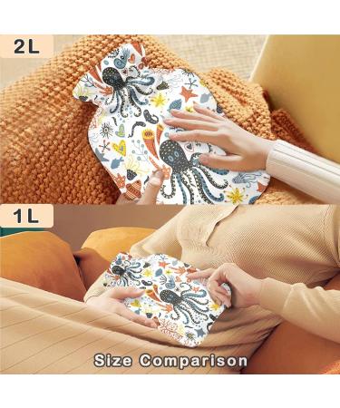 NAANLE Cartoon Octopus Hot Water Bottle - 2L Transparent for Warm & Cold Therapy Ideal for Pain Relief | International Shipping Available - Buy Online on GoSupps.com