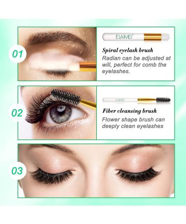 Eyelash Extension Shampoo 50ml + Brush and Mascara Wand Foaming Eyelid Cleanser Eyelash Extension Cleanser Foam Eyelash Wash and Eyelash Bath for Extensions (Green) - Buy Online on GoSupps.com
