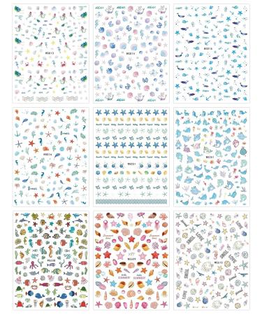 Summer Ocean Nail Art Stickers - Self-Adhesive Fish, Beach Turtle, Whale Decals for Nail Design - Buy Online on GoSupps.com