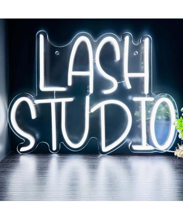 Lash Studio Neon Sign Lashes Room Decor LED Neon Light Business Neon Signs for Lash Lounge  Studio  Beauty Salon  Office Decorations (Lash Studio - White)