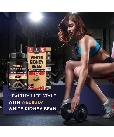 6in1 White Kidney Bean Extract 12050 Mg Capsules with Garcinia Cambogia, Green Tea & More - Supports Body Health & Immune Strength - 60 Caps - Buy Online on GoSupps.com