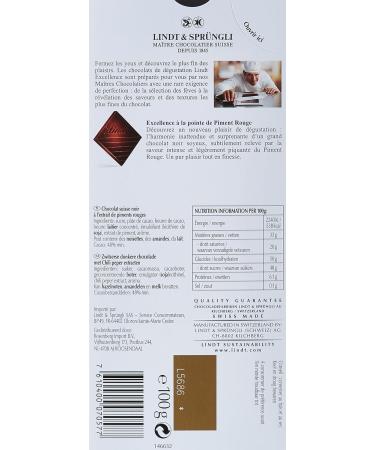 Lindt Excellence Noir with Red Chilli Tip 100 g - Pack of 5 - Buy Online on GoSupps.com