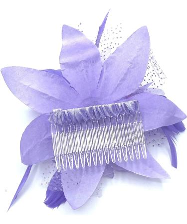 Feather Comb Fascinator - Lilac Hair Piece for Women, Wedding, Ascot Races, Christening - Buy Online on GoSupps.com